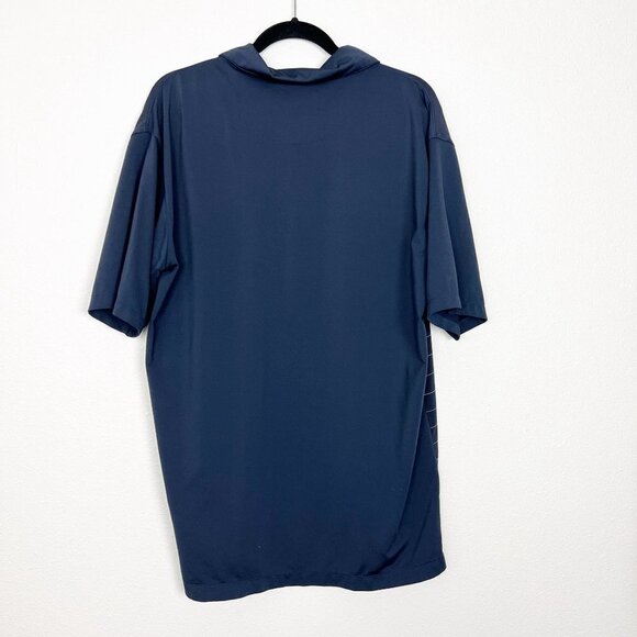 Nike Golf Mens XL Navy Striped Dri-Fit UV Short Sleeve Athletic Polo Shirt - Picture 2 of 7